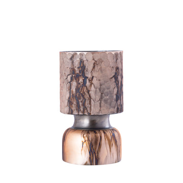 Hurricane Lamp – Glass Material, Copper Tone, Engraved Design, S – Belinsu | PTMD