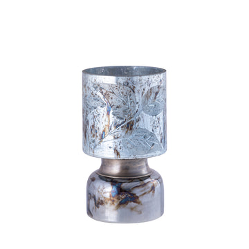 Lantern – Glass Material, Blue Tone, Leaf Engraving, S – Navanah | PTMD