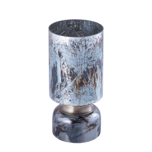 Windlicht – Glas Material, Blau Ton, Blatt Gravur, L – Navanah | PTMD