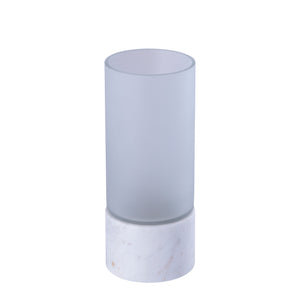 Tealight Holder – Frosted Glass, Marble Base, White Color, S – Conree | PTMD