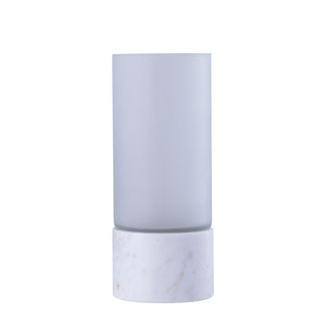 Tealight Holder – Frosted Glass, Marble Base, White Color, S – Conree | PTMD