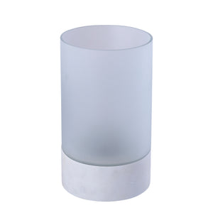 Hurricane Lamp – Frosted Glass, Marble Base, White, L – Conree | PTMD