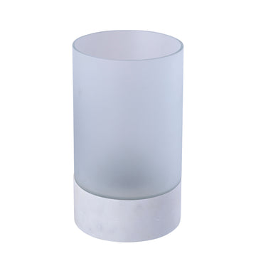 Hurricane Lamp – Frosted Glass, Marble Base, White, L – Conree | PTMD