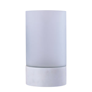 Hurricane Lamp – Frosted Glass, Marble Base, White, L – Conree | PTMD