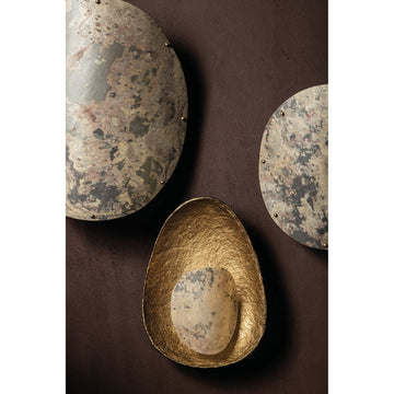Wandleuchte aus Eisen und Steinfurnier mit Naturton und rechteckiger Form, S – Hen | PTMD