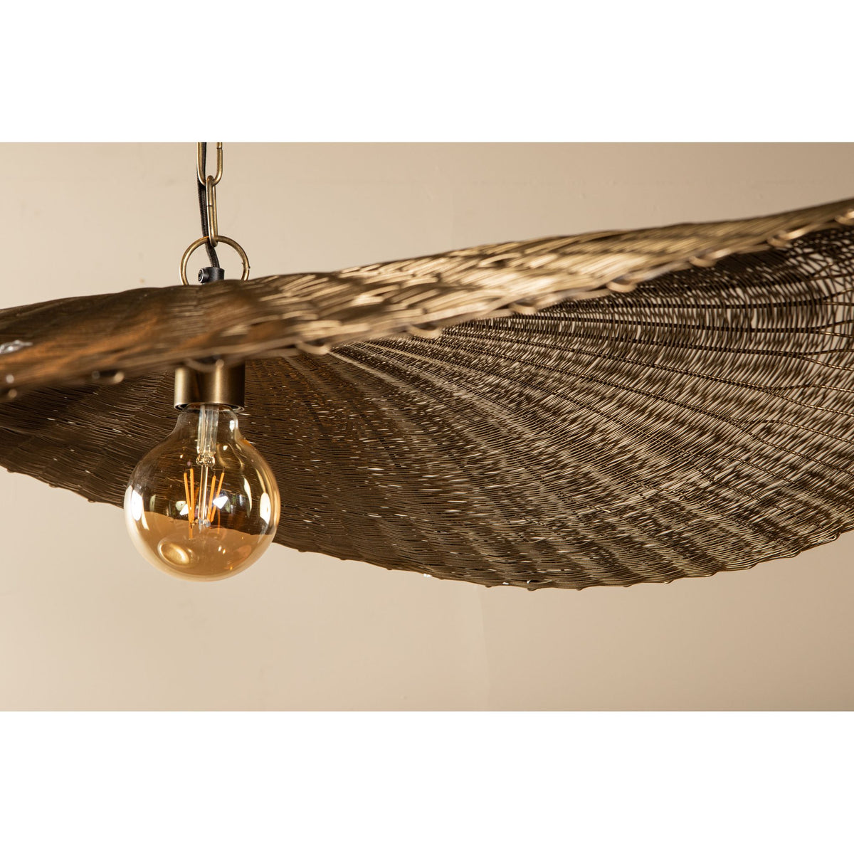Pendelleuchte – Wellen Design, Runde Form, Eisenmaterial, Gold, L – Shauney | PTMD