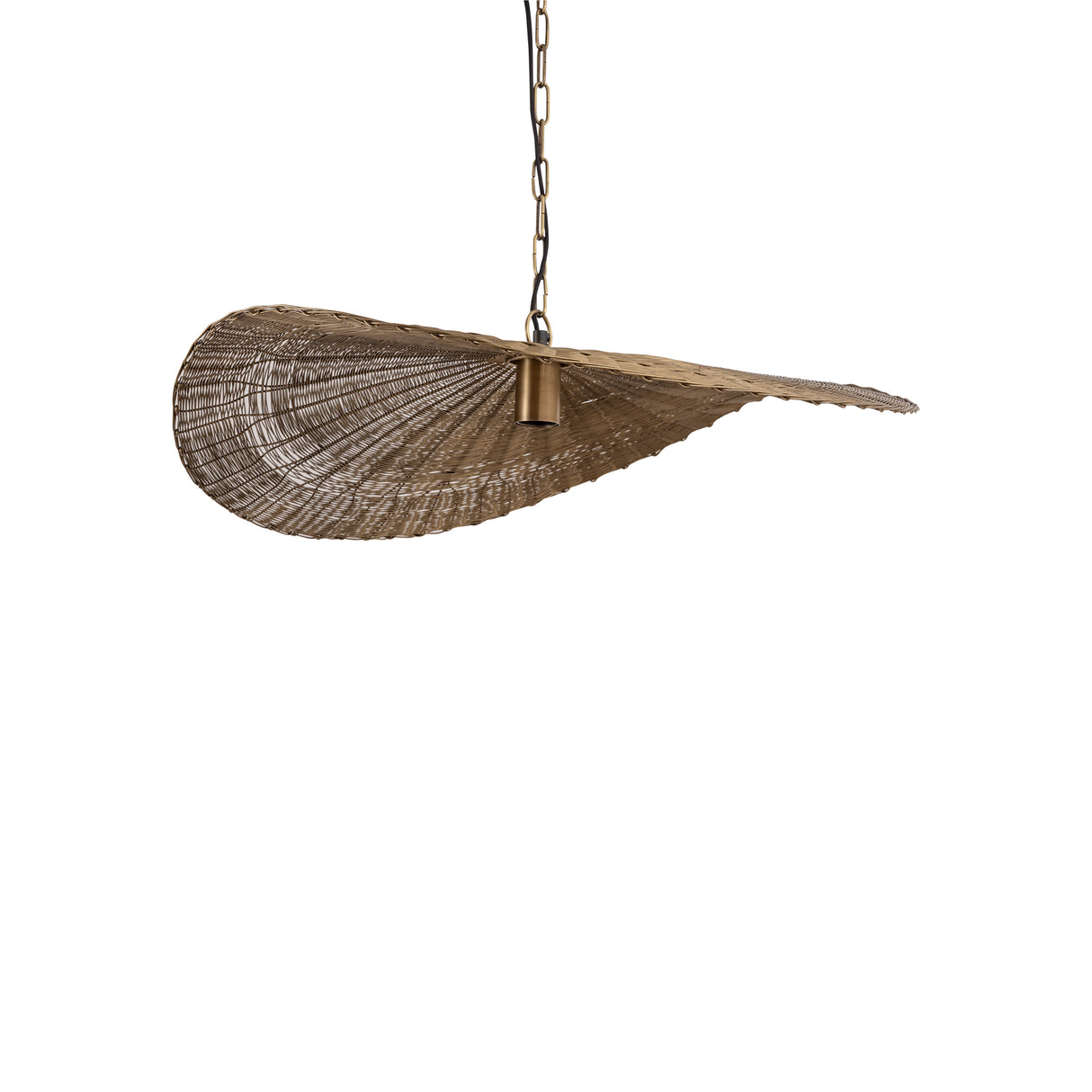 Iron metal pendant lamp, gold, wavy, round, handmade, S – Shauney | PTMD