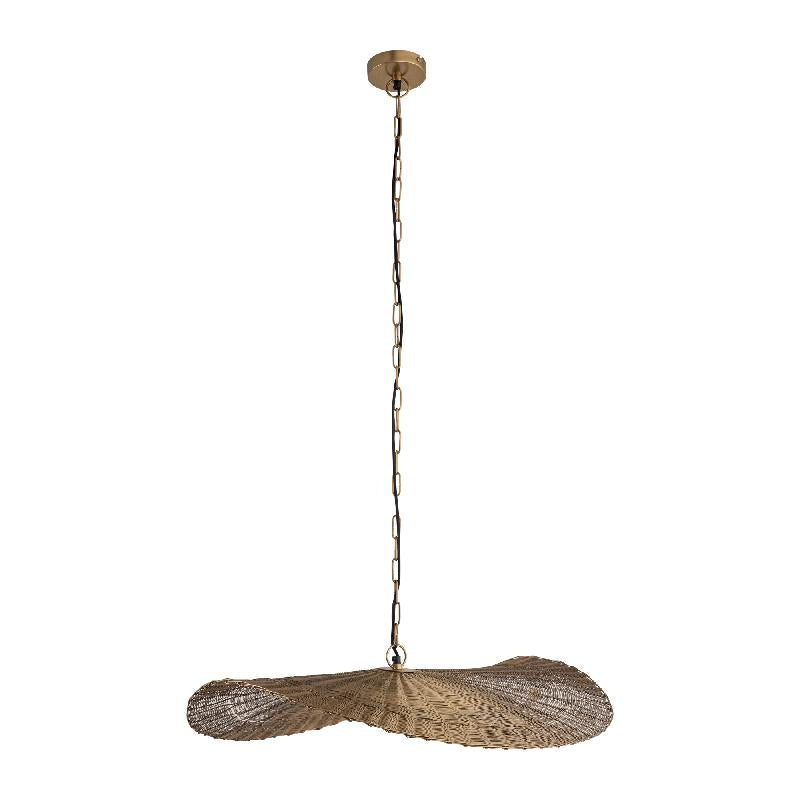 Iron metal pendant lamp, gold, wavy, round, handmade, S – Shauney | PTMD