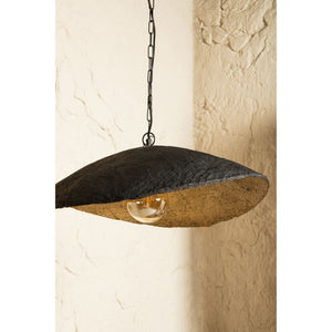 Pendelleuchte – Wellen Design, Offene Form, Pappmaché Material, Schwarz – Majid | PTMD