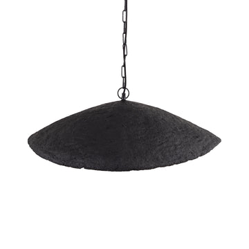 Pendant lamp made of papier-mâché, black look, wavy design, gold-colored inside - Majid | PTMD