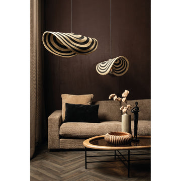 Hanging lamp made of seagrass, natural look, wavy design, semi-handmade, L - Loulou | PTMD