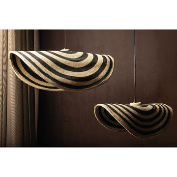 Hanging lamp made of seagrass, natural look, wavy design, semi-handmade, L - Loulou | PTMD