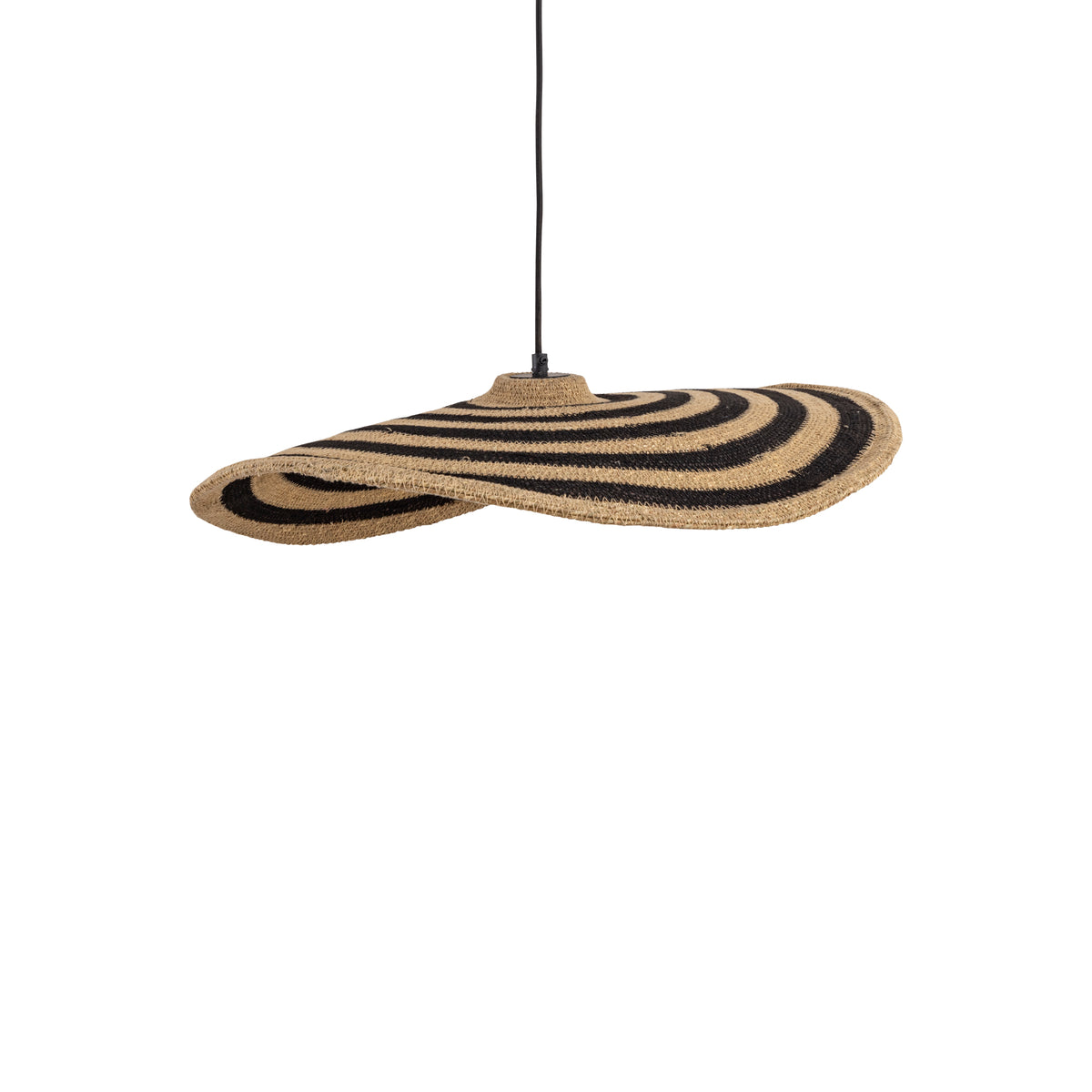 Pendelleuchte – Wellen Design, Flache Form, Seegrasmaterial, Natur, S – Loulou | PTMD