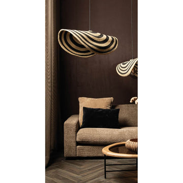 Pendant light made of seagrass, natural look, wavy design, semi-handmade, S - Loulou | PTMD