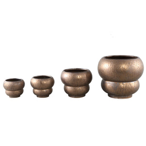 Pot – Ceramic Stoneware, Round Design, Bronze, XS – Anashe | PTMD