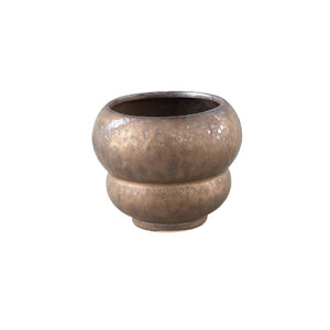 Pot – Ceramic Stoneware, Round Design, Bronze, XS – Anashe | PTMD