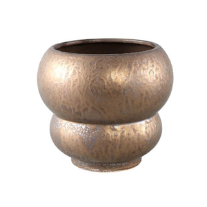 Pot - Ceramic Stoneware, Round Design, Bronze, L - Anashe | PTMD