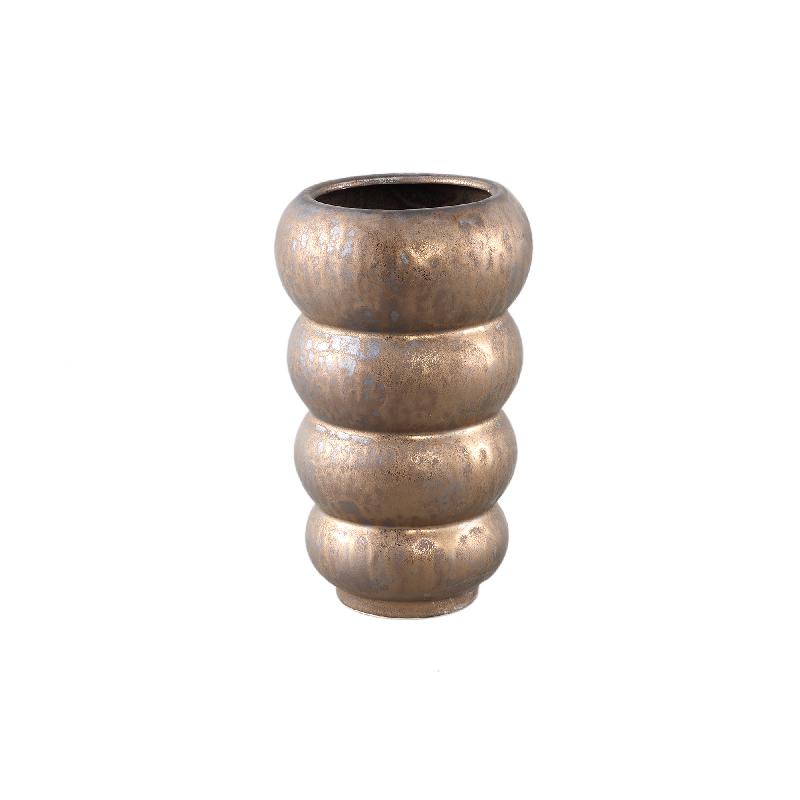 Pot – Ceramic Stoneware, Layered Design, Bronze, S, High – Anashe | PTMD