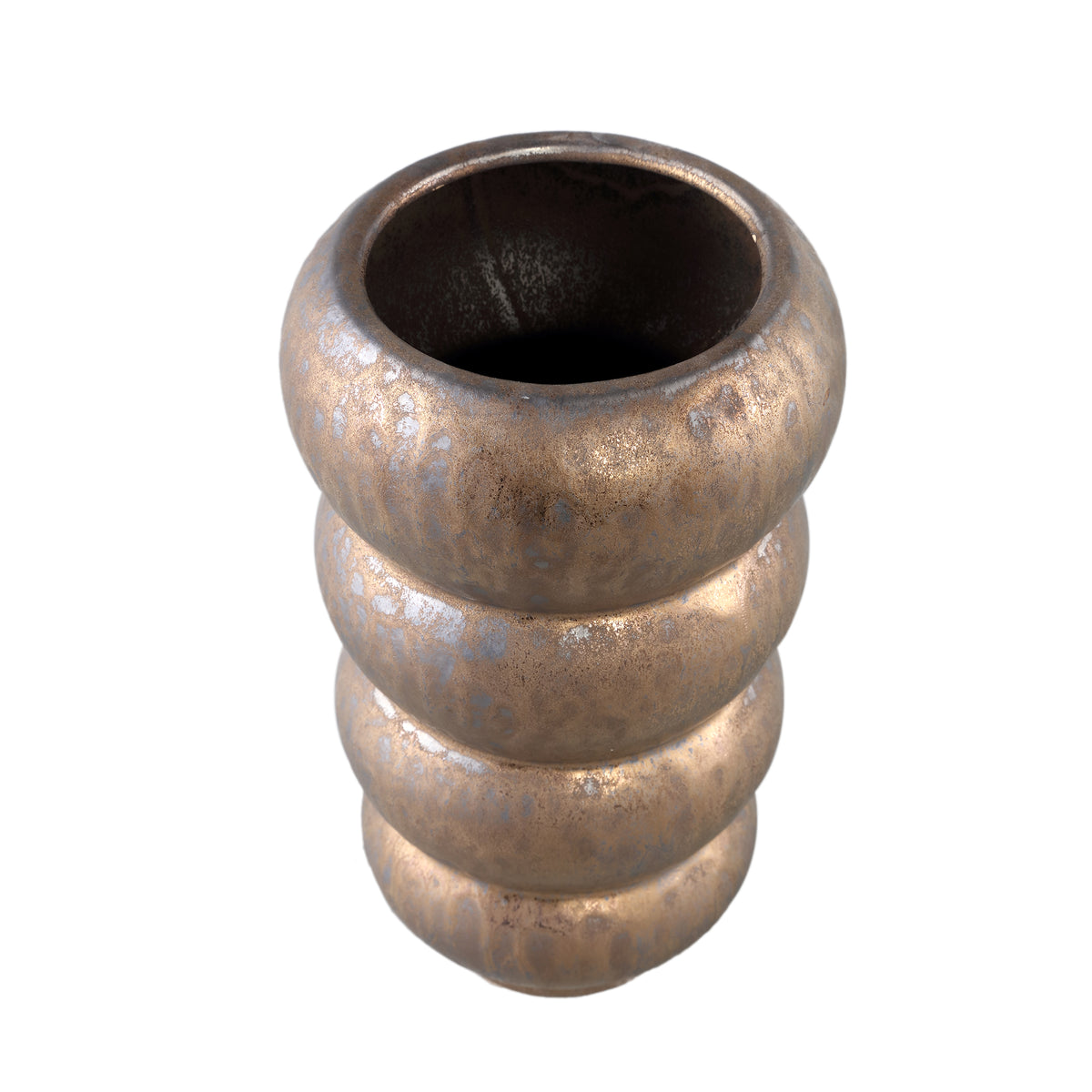Pot – Ceramic Stoneware, Layered Design, Bronze, L, Tall – Anashe | PTMD