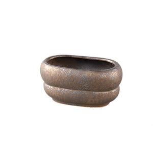 Pot – Ceramic Stoneware, Oval Design, Bronze, S – Anashe | PTMD