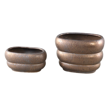 Topf – Geschichtetes Design, Ovale Form, Keramik Material, L – Anashe | PTMD