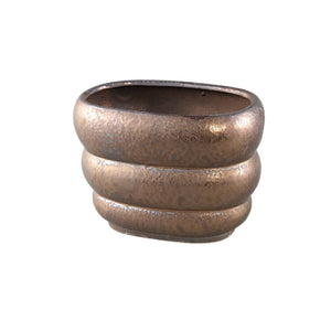 Pot – Ceramic Stoneware, Oval Design, Bronze, L – Anashe | PTMD