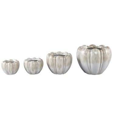 Topf – Runde Form, Keramik Material, Dickes Rippendesign, Creme, M – Dugan | PTMD