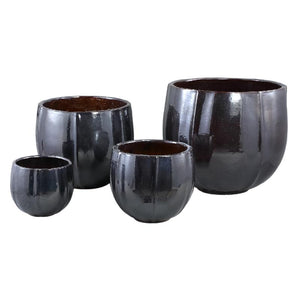 Pot – Ceramic Material, Round Shape, Silver Finish – Ayasha | PTMD