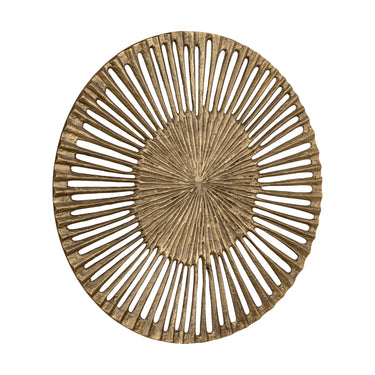Wall Panel - Open Round Design, Cast Aluminum Metal, Golden Look, L - Marjun | PTMD