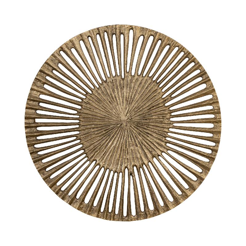 Wall Panel - Open Round Design, Cast Aluminum Metal, Golden Look, L - Marjun | PTMD