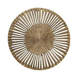 Wall Panel - Open Round Design, Cast Aluminum Metal, Golden Look, L - Marjun | PTMD