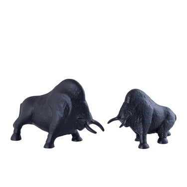 Statue - Cast Aluminum, Bull Design, Matte Finish, Black, Handmade, L – Ebeny | PTMD
