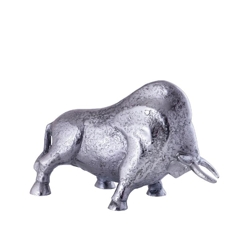 Statue - Aluminiumguss, Stier-Design, Schwarz-Nickel-Finish, Silber, L – Ebeny | PTMD