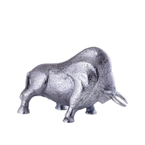 Statue - Aluminiumguss, Stier-Design, Schwarz-Nickel-Finish, Silber, L – Ebeny | PTMD