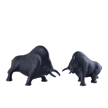 Statue - Aluminiumguss, Stier-Design, matte Oberfläche, Schwarz, S – Ebeny | PTMD