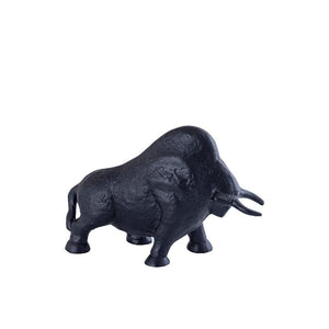 Statue - Aluminiumguss, Stier-Design, matte Oberfläche, Schwarz, S – Ebeny | PTMD