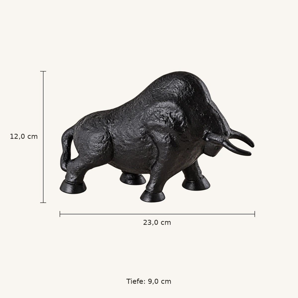 Statue - Aluminiumguss, Stier-Design, matte Oberfläche, Schwarz, S – Ebeny | PTMD