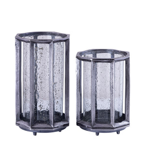 Hurricane Lamp – Cast Aluminum Design, Round Rod Pattern, Black Shade, L – Connhal | PTMD