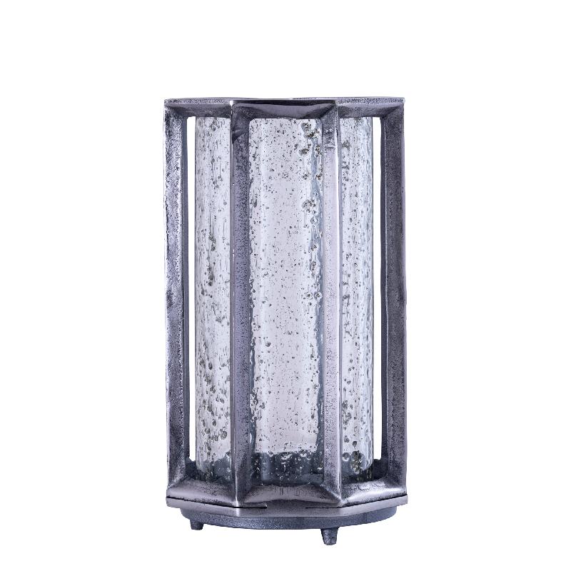 Hurricane Lamp – Cast Aluminum Design, Round Rod Pattern, Black Shade, L – Connhal | PTMD