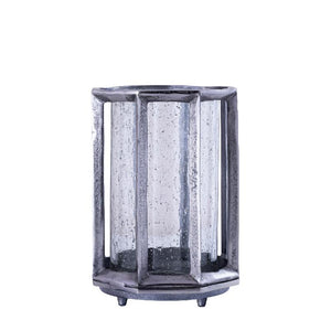 Hurricane Lamp – Cast Aluminum Design, Round Rod Pattern, Black Shade, S – Connhal | PTMD