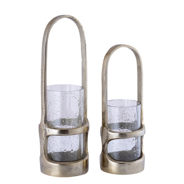 Laterne – Gegossenes Aluminium Design, Hohe Form, Goldener Farbton, L – Rahana | PTMD