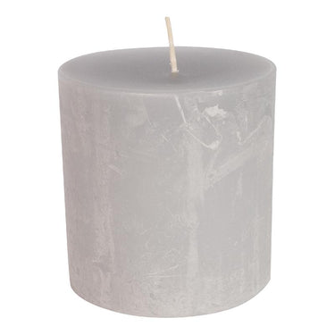 Candle with pillar shape, texture, and silver-grey color, 80x80 | PTMD
