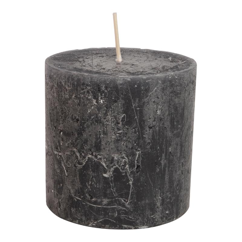 Candle with pillar shape, texture and anthracite color, 80x80 | PTMD