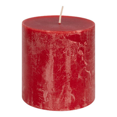 Pillar candle with texture and ruby red color, 80x80 | PTMD