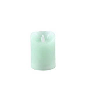 LED Kerze – Rustikale Oberfläche, Salbeigrüner Farbton, Bewegliche Flamme, S | PTMD