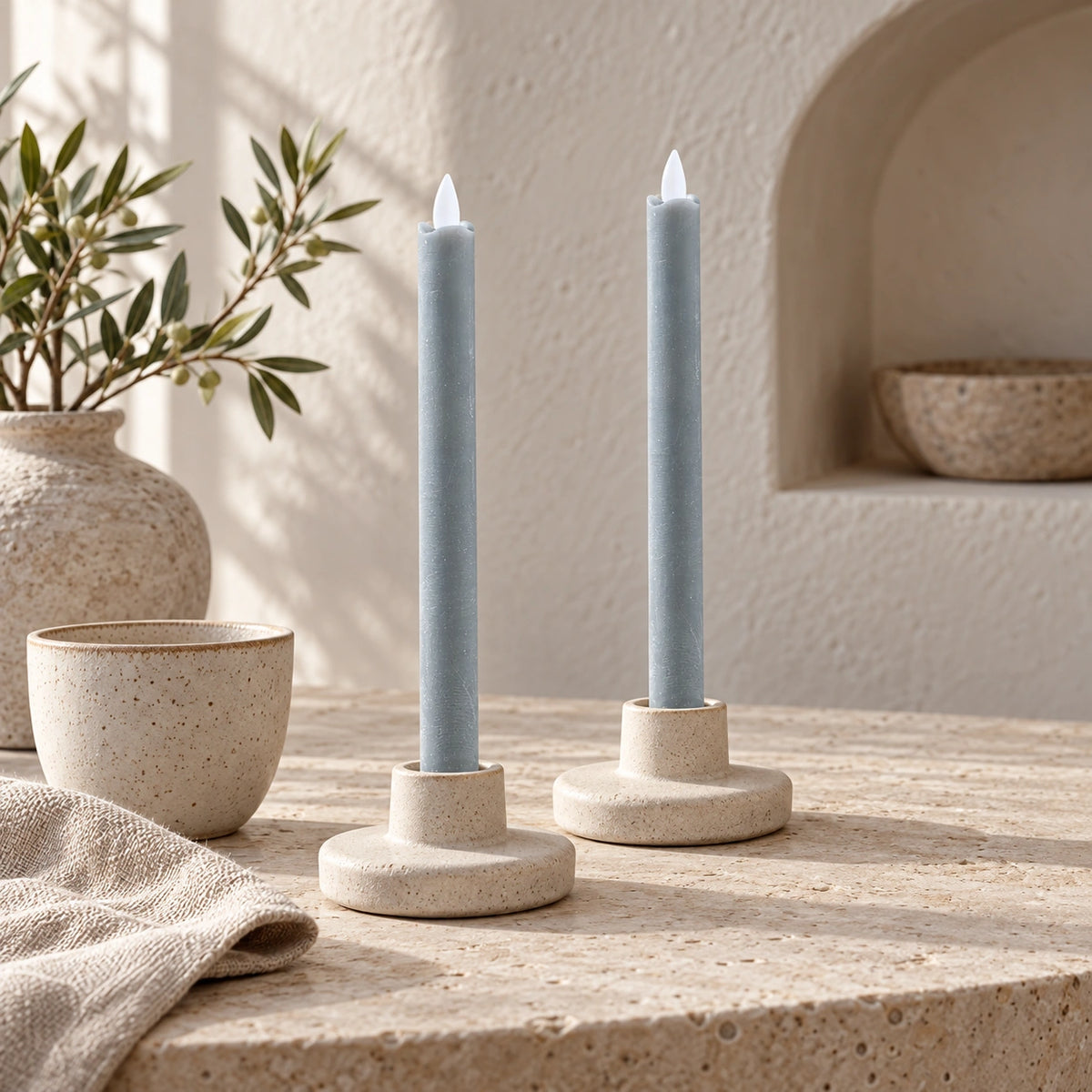 LED taper candle with moving flame and timer function battery operated - Led | PTMD