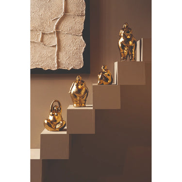 Statue - stoneware ceramic, handmade, gold-colored, female figure, standing pose, B – Oday | PTMD
