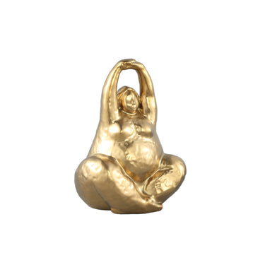 Statue - Stoneware, handmade, gold-colored, female figure, sitting pose, A – Oday | PTMD