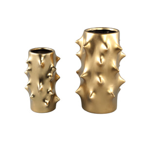 Topf – Rundes Design, Keramik Material, Wölbende Form, Gold, L – Oswaldo | PTMD