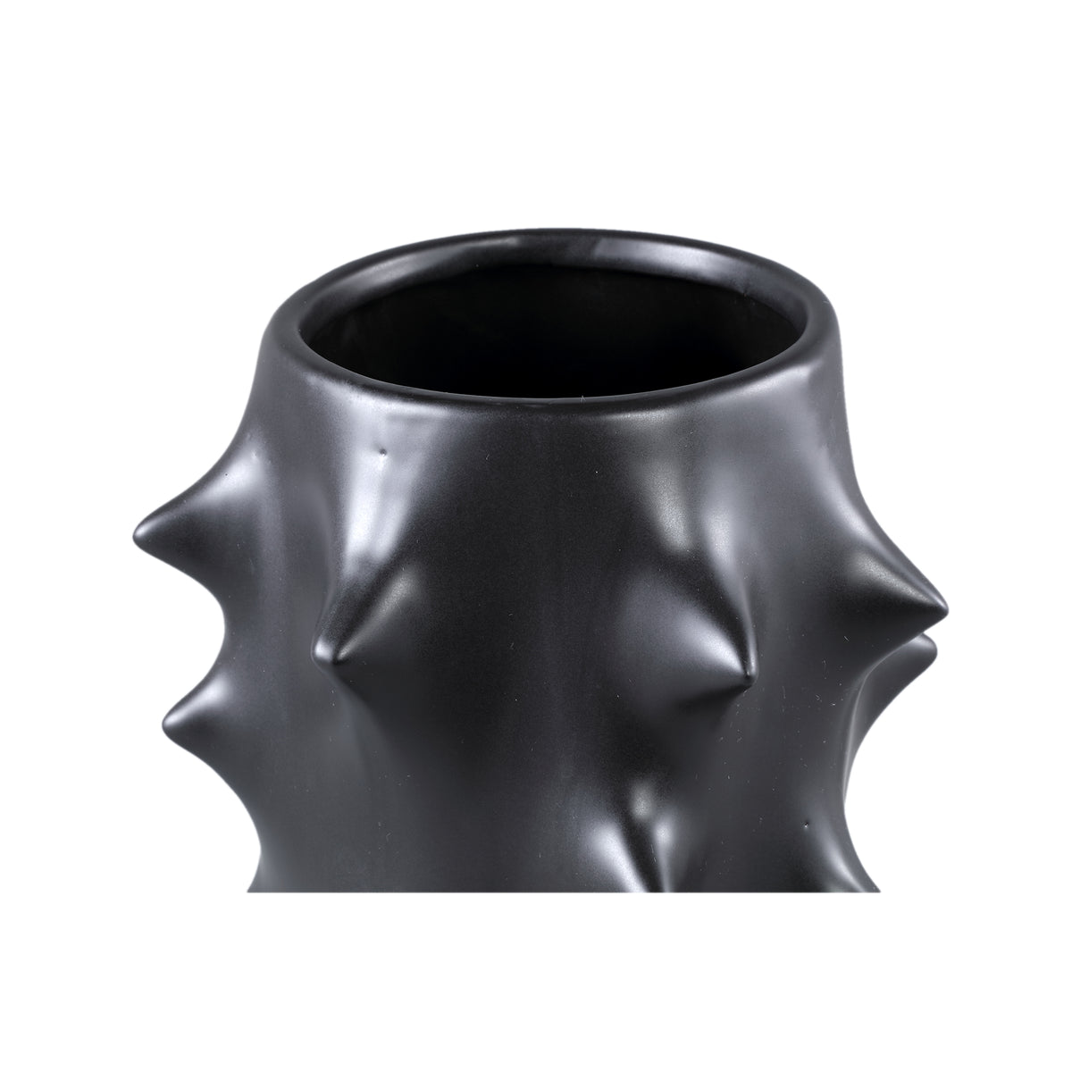 Flowerpot – Ceramic Stoneware, Bulbous Design, Black, L – Oswaldo | PTMD